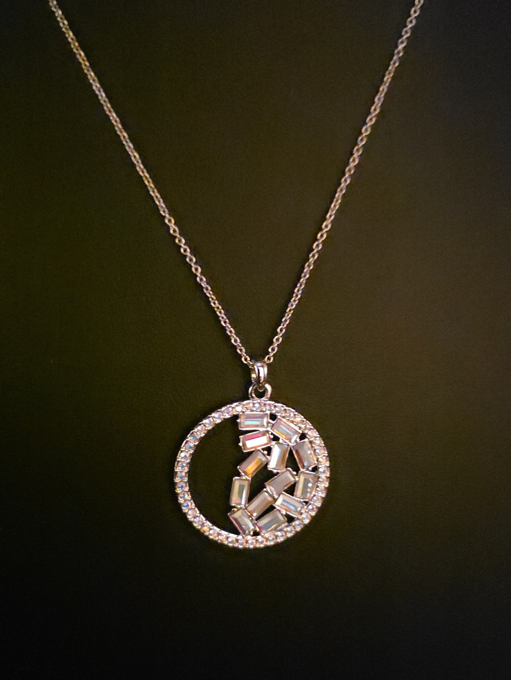 SWAROVSKI Crystal TOUCHSTONE Circle Pendant Necklace adjustablE slide chain